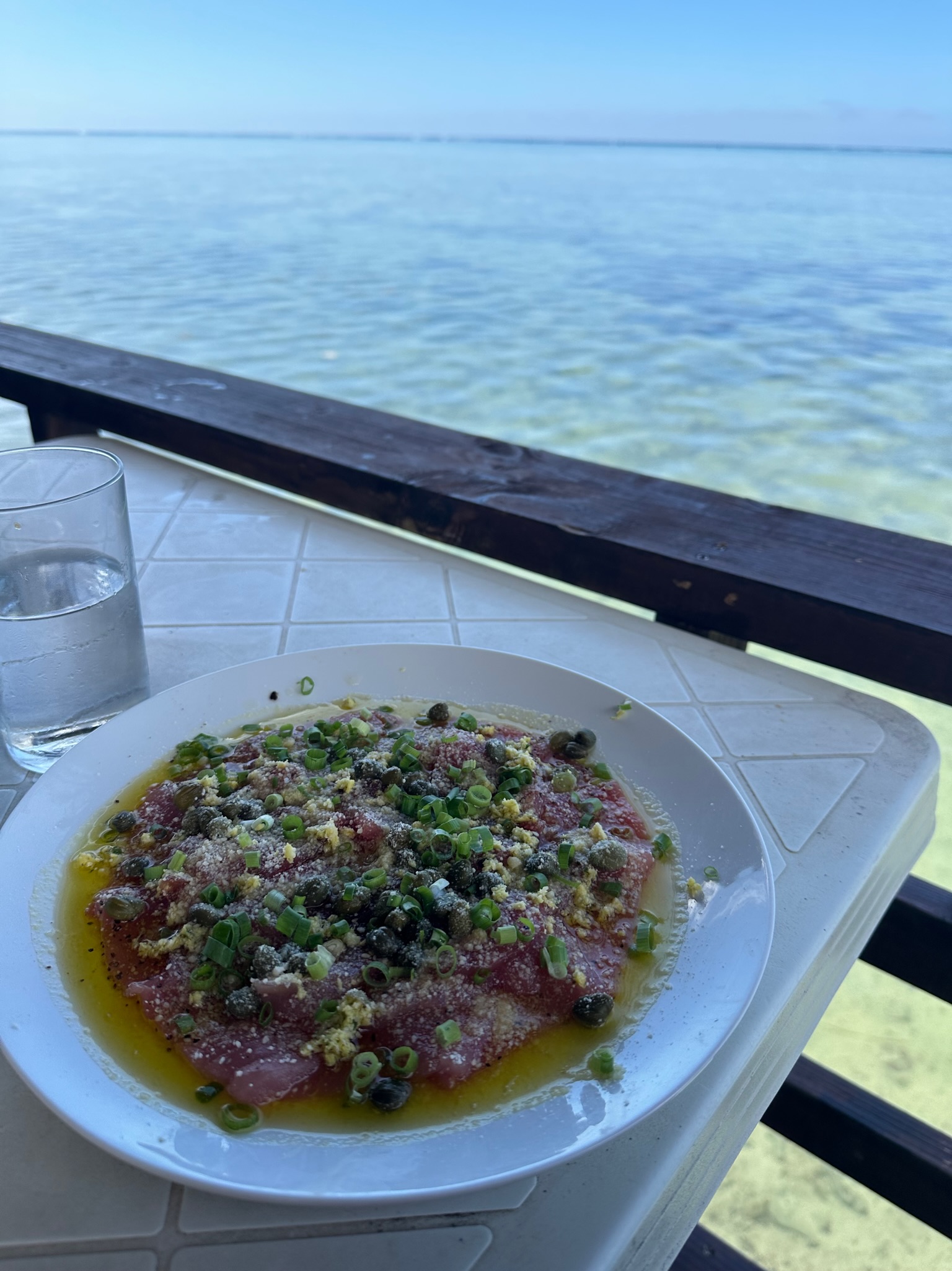 Tuna carpaccio at Snack Mahana, Moorea, on the lagoon