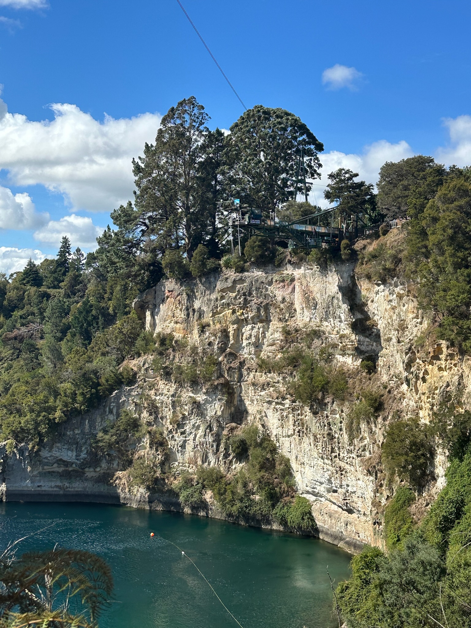 The bungee platform on the cliff edge above the Waikato River