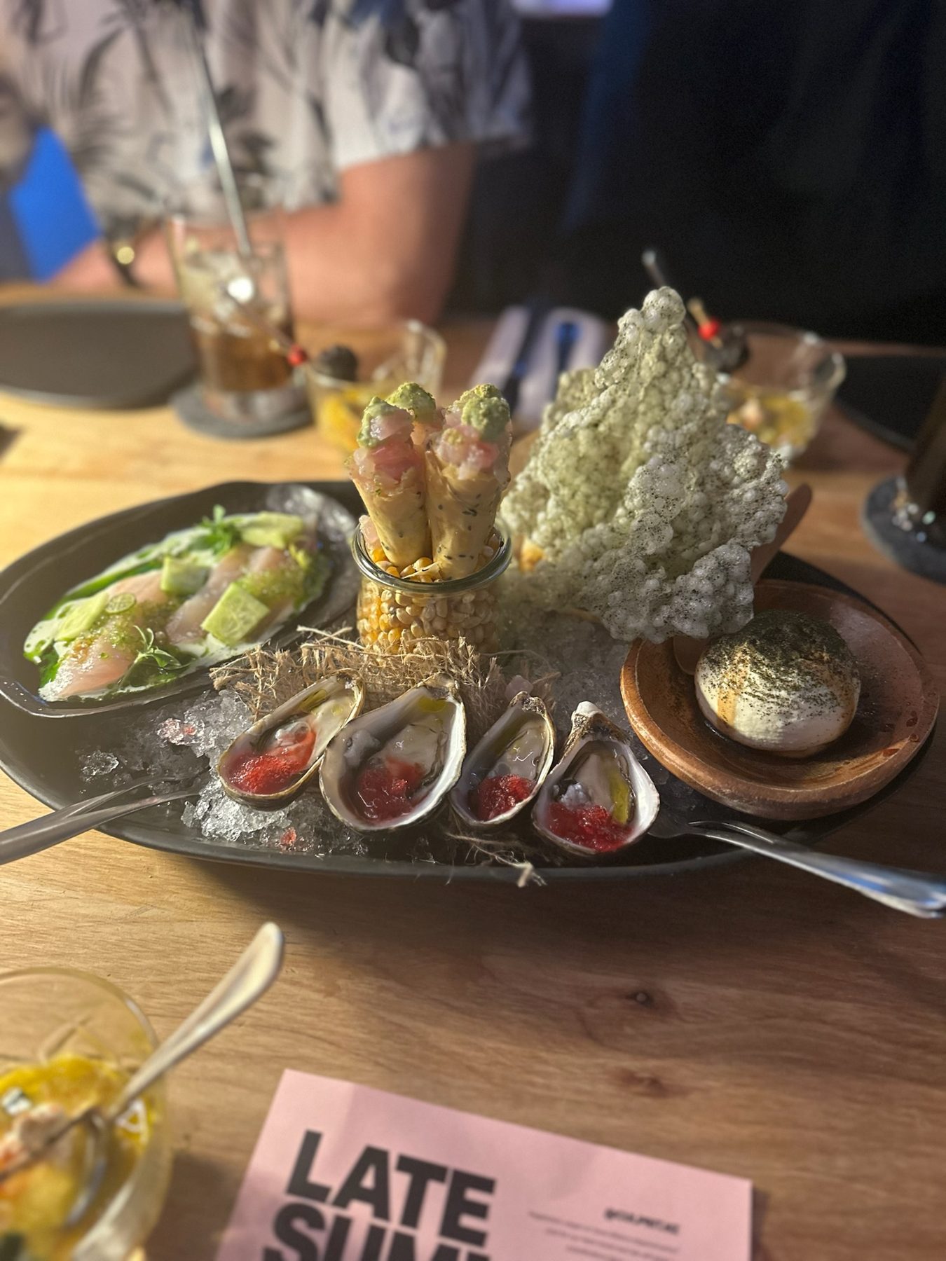 A seafood plate on the table at Culprit in Auckland