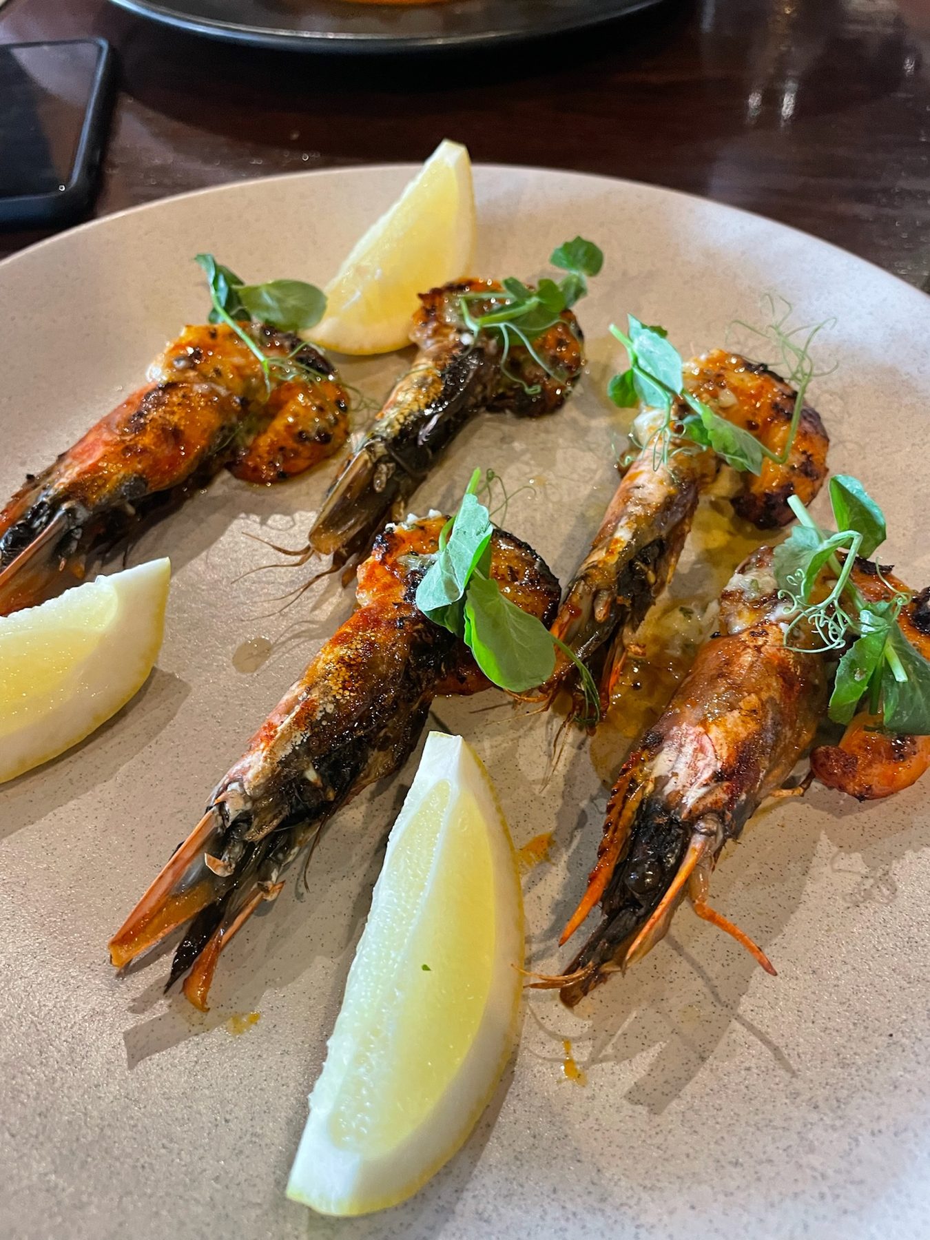 Grilled prawns with lemon from the food truck at Beehave Craft Meadery in Taupo